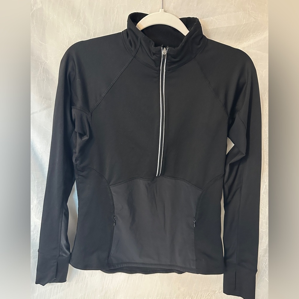 Athleta Black Zip High-Collar Pullover Running Yoga Workout - Picture 2 of 7